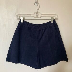 Babaton navy suede shorts